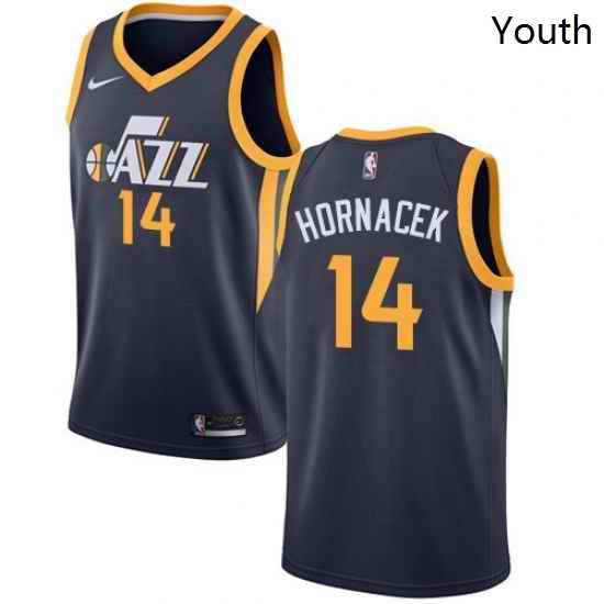 Youth Nike Utah Jazz 14 Jeff Hornacek Swingman Navy Blue Road NBA Jersey Icon Edition